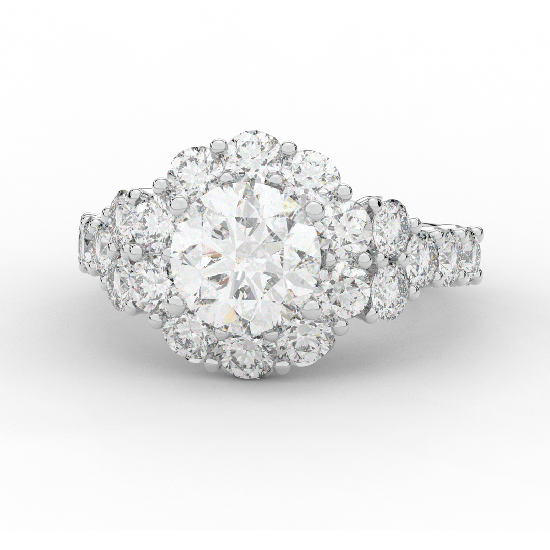 4.75CT.TW ROUND LAB DIAMOND HALO ENGAGEMENT RING - Nazarelle