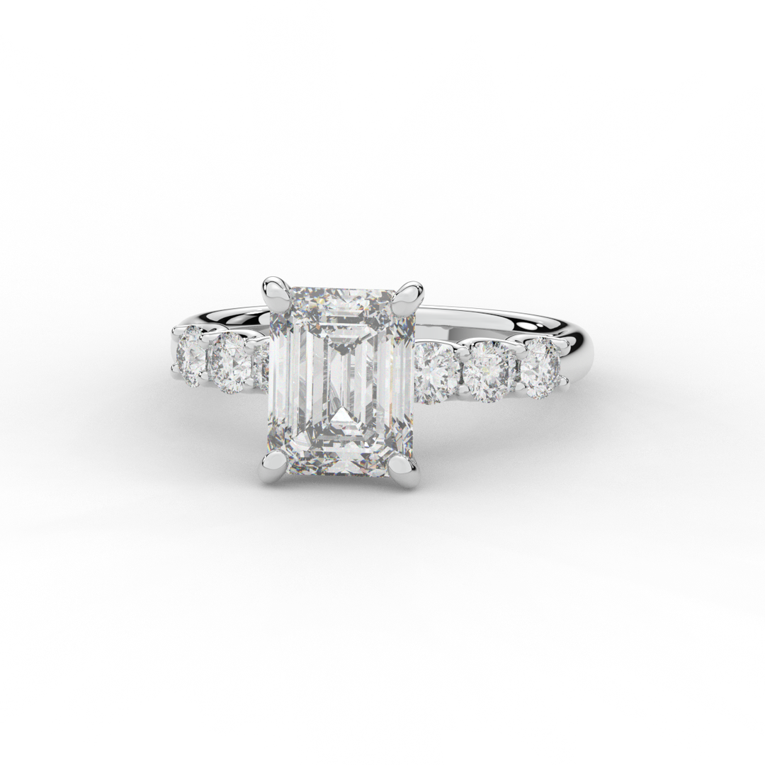 2.60CT.TW EMERALD CUT LAB DIAMOND SOLITAIRE ENGAGEMENT RING - Nazarelle