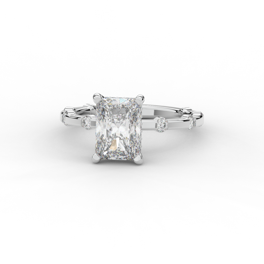 2.60CT.TW RADIANT LAB DIAMOND UNDERHALO SOLITAIRE ENGAGEMENT RING - Nazarelle