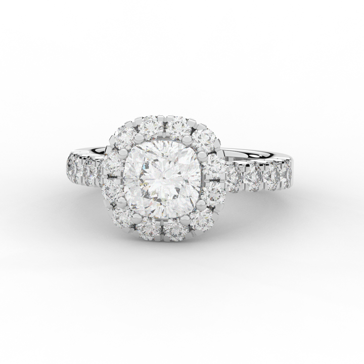 3.45CT.TW CUSHION LAB DIAMOND HALO ENGAGEMENT RING - Nazarelle