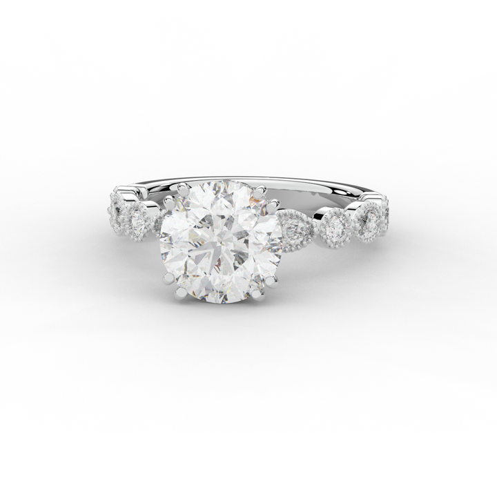 3.60CT.TW ROUND LAB DIAMOND SOLITAIRE ENGAGEMENT RING - Nazarelle