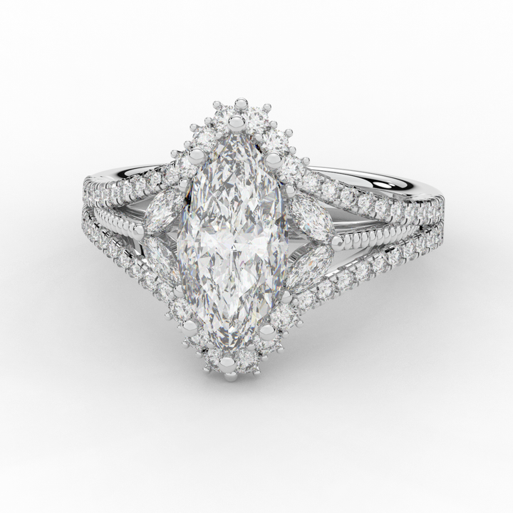 2.70CT.TW MARQUISE LAB DIAMOND HALO ENGAGEMENT RING - Nazarelle