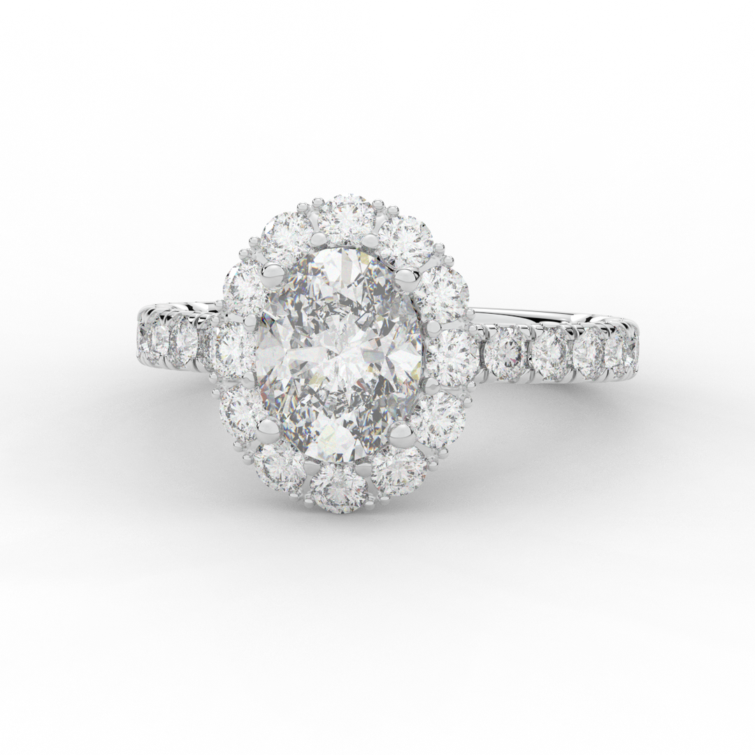 3.40CT.TW OVAL LAB DIAMOND HALO ENGAGEMENT RING - Nazarelle