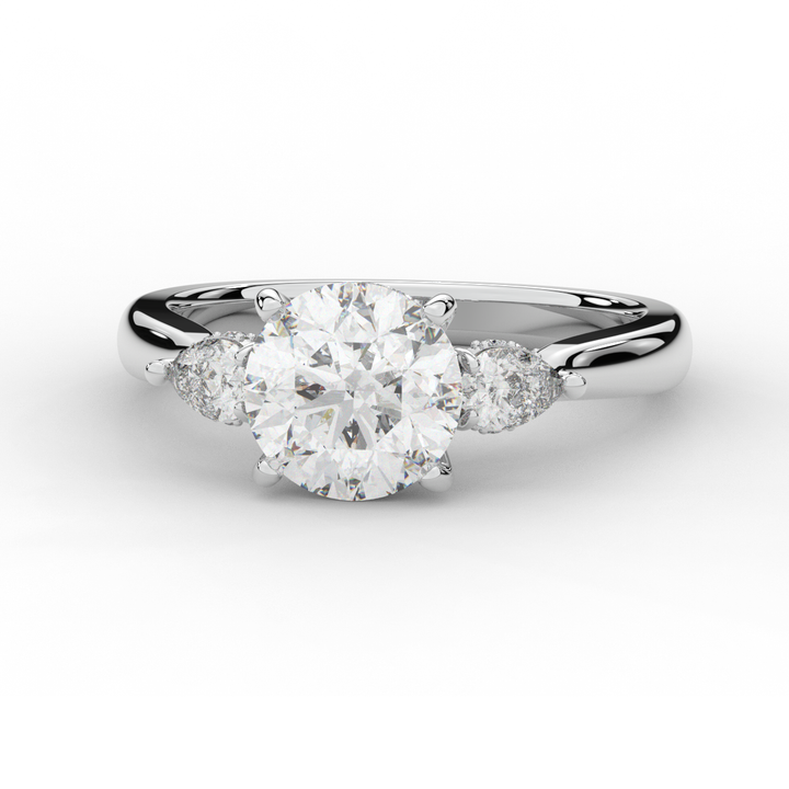 2.40CT.TW ROUND LAB DIAMOND 3 STONE ENGAGEMENT RING - Nazarelle