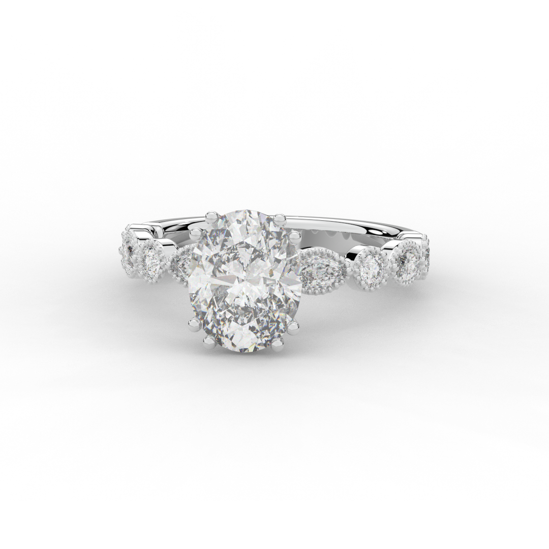 3.60CT.TW OVAL LAB DIAMOND SOLITAIRE ENGAGEMENT RING - Nazarelle