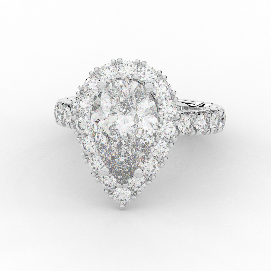 4.90CT.TW PEAR LAB DIAMOND HALO ENGAGEMENT RING - Nazarelle