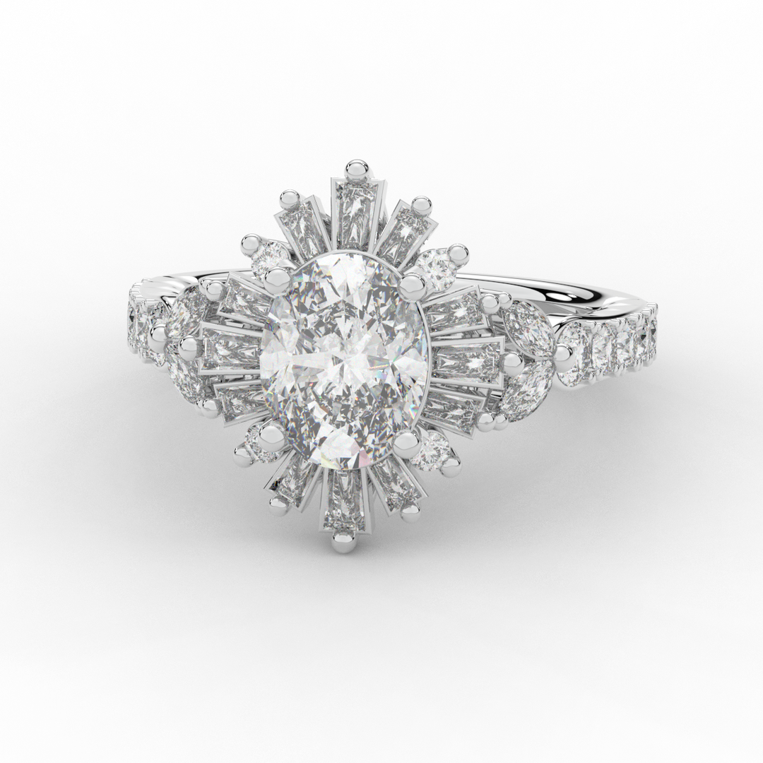 3.10CT.TW OVAL LAB DIAMOND HALO ENGAGEMENT RING - Nazarelle