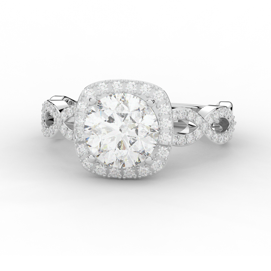 2.35CT.TW ROUND LAB DIAMOND HALO ENGAGEMENT RING - Nazarelle