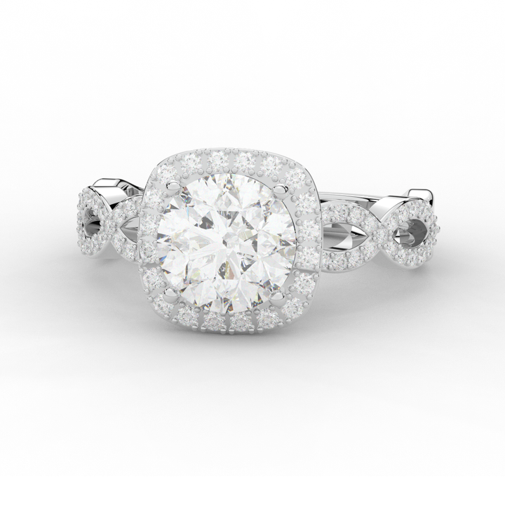 2.35CT.TW ROUND LAB DIAMOND HALO ENGAGEMENT RING - Nazarelle