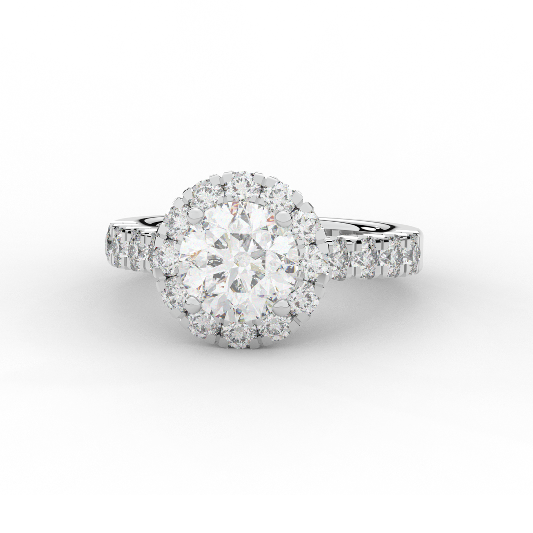 3.50CT.TW ROUND LAB DIAMOND HALO ENGAGEMENT RING - Nazarelle