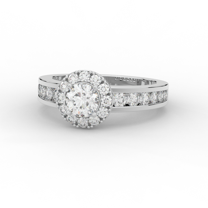 1.75CT.TW ROUND LAB DIAMOND HALO ENGAGEMENT RING - Nazarelle