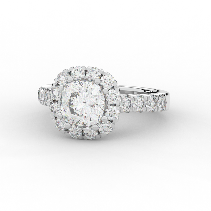 3.45CT.TW CUSHION LAB DIAMOND HALO ENGAGEMENT RING - Nazarelle