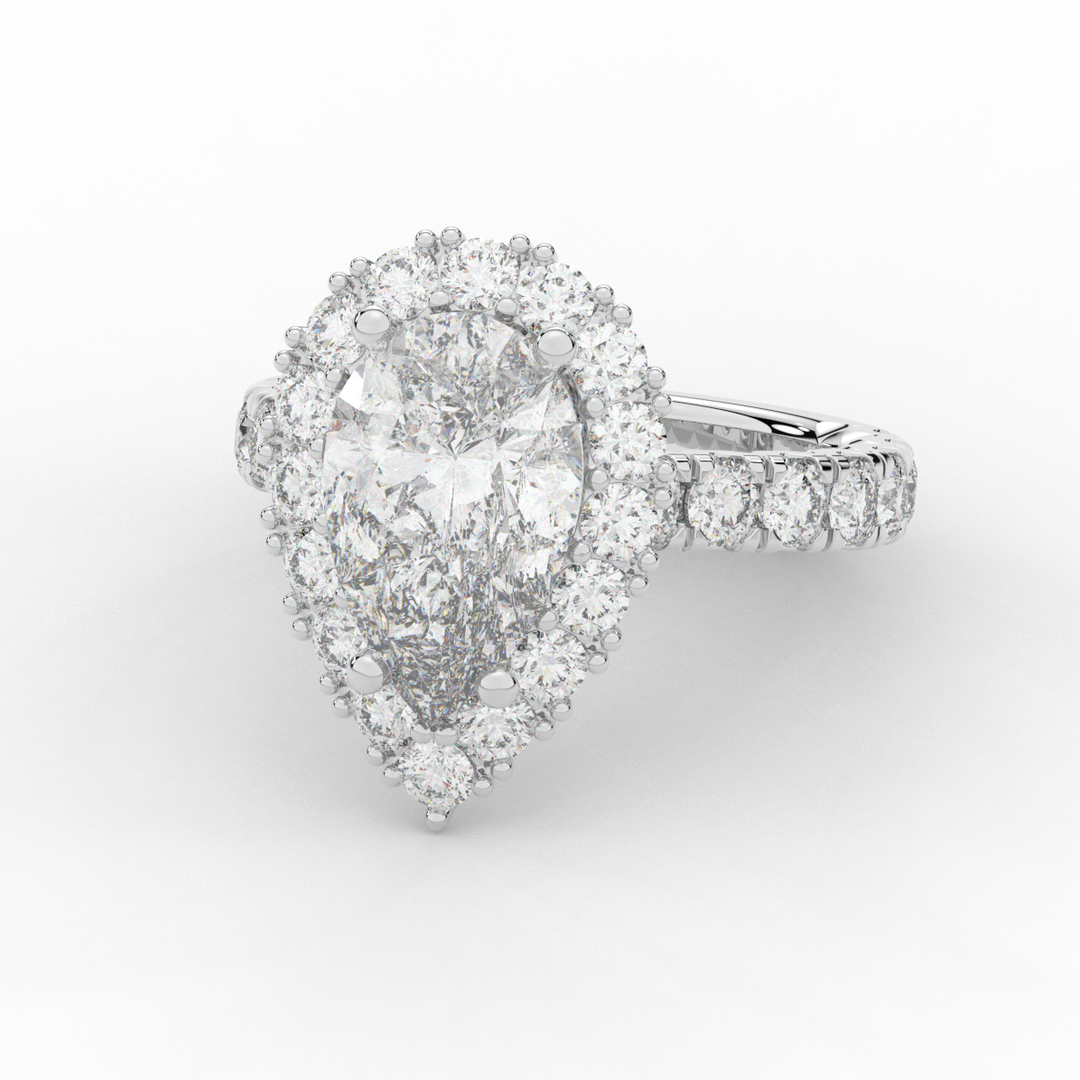 4.90CT.TW PEAR LAB DIAMOND HALO ENGAGEMENT RING - Nazarelle