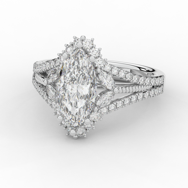 2.70CT.TW MARQUISE LAB DIAMOND HALO ENGAGEMENT RING - Nazarelle