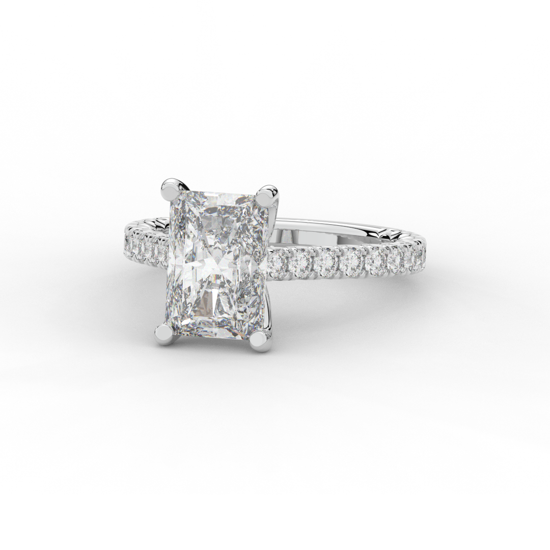 4.25CT.TW RADIANT LAB DIAMOND SOLITAIRE ENGAGEMENT RING - Nazarelle