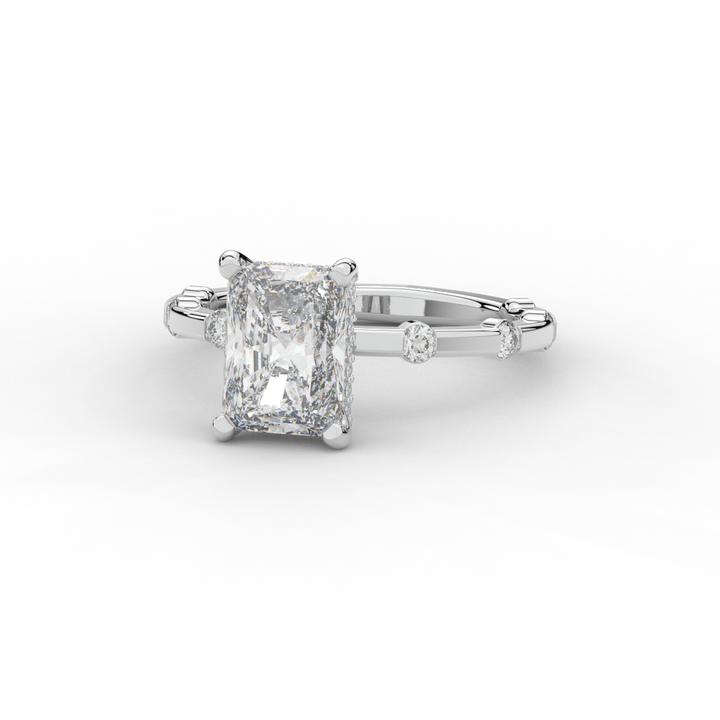 2.60CT.TW RADIANT LAB DIAMOND UNDERHALO SOLITAIRE ENGAGEMENT RING - Nazarelle