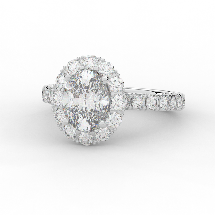 3.40CT.TW OVAL LAB DIAMOND HALO ENGAGEMENT RING - Nazarelle