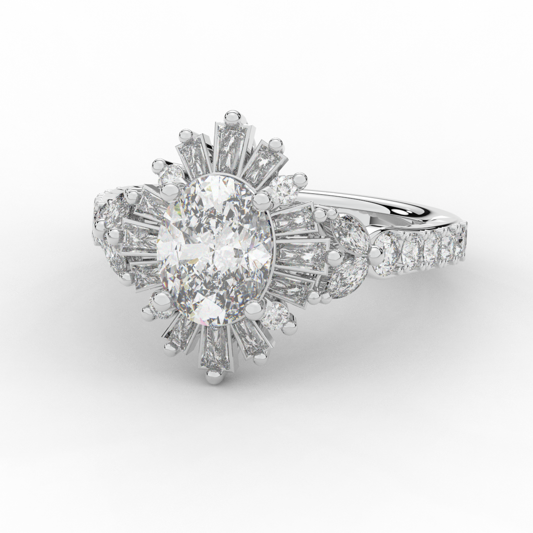 3.10CT.TW OVAL LAB DIAMOND HALO ENGAGEMENT RING - Nazarelle