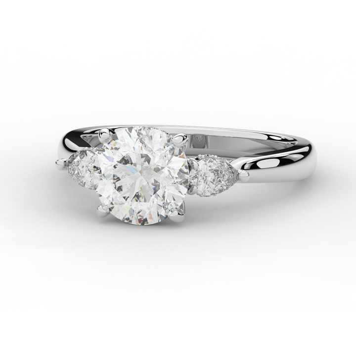 2.40CT.TW ROUND LAB DIAMOND 3 STONE ENGAGEMENT RING - Nazarelle