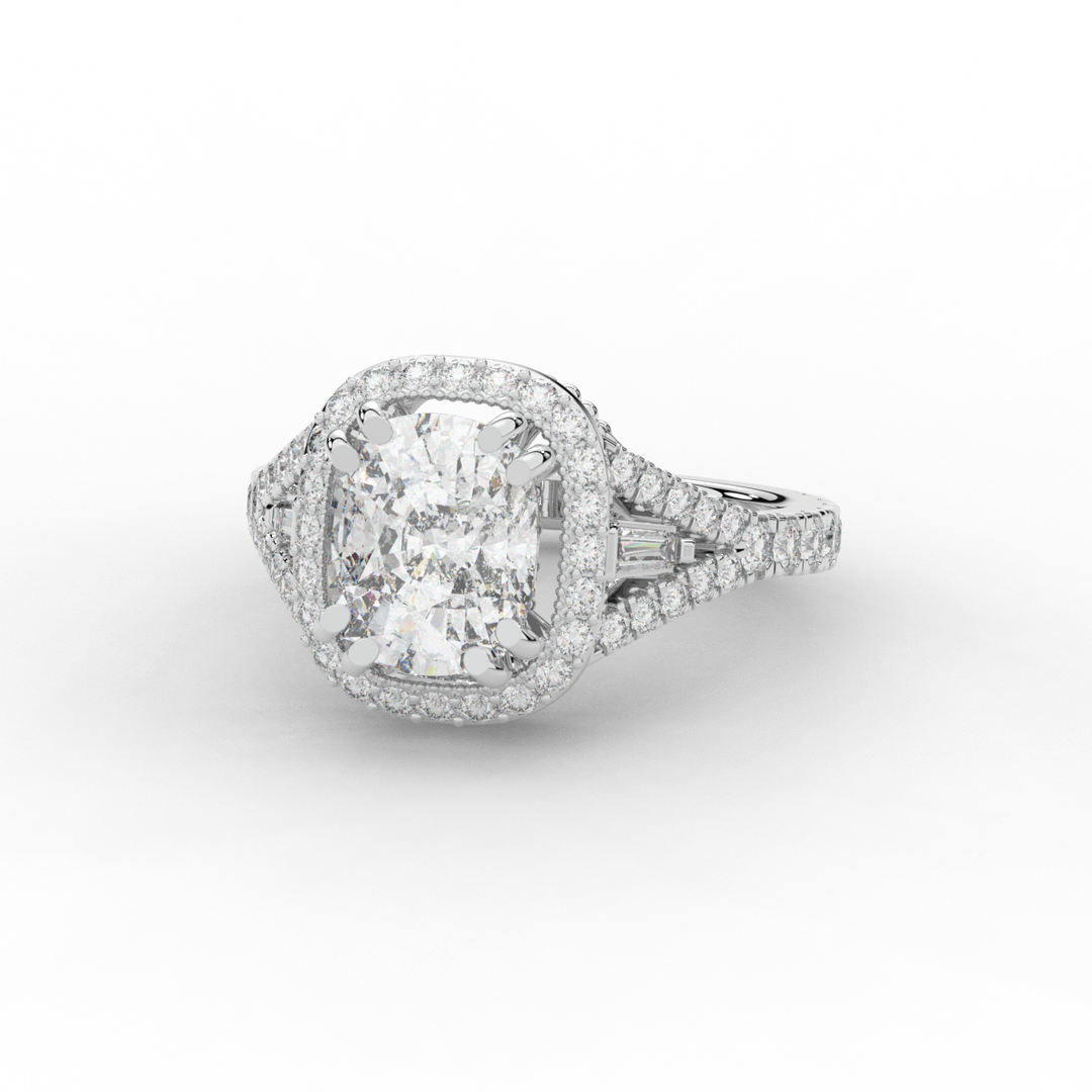 2.50CT.TW CUSHION LAB DIAMOND HALO ENGAGEMENT RING - Nazarelle