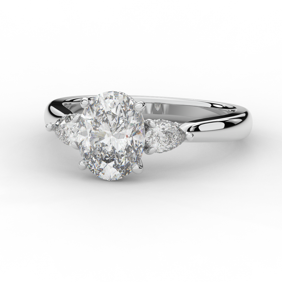 2.40CT.TW OVAL LAB DIAMOND 3 STONE ENGAGEMENT RING - Nazarelle