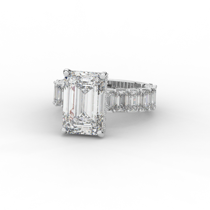 11.90CT.TW EMERALD CUT LAB DIAMOND SOLITAIRE ENGAGEMENT RING - Nazarelle