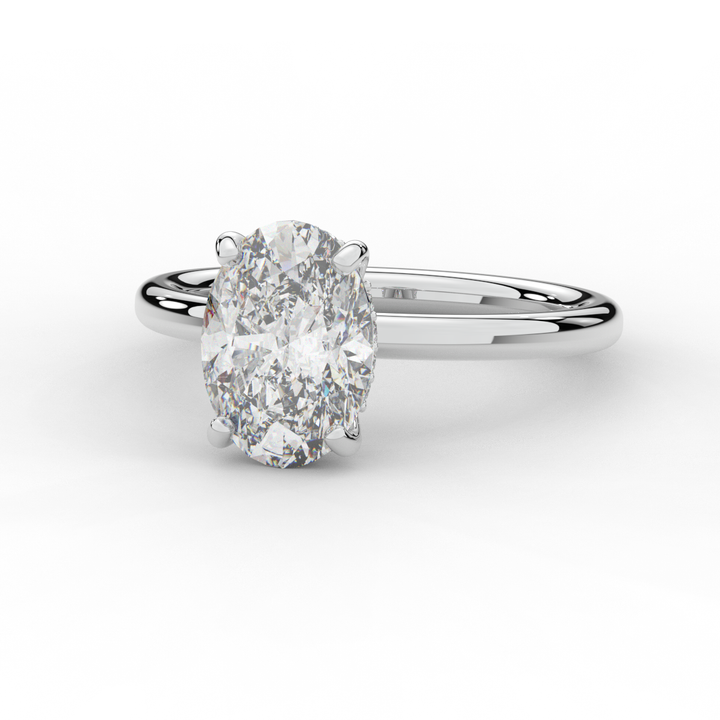 2.06CT.TW OVAL LAB DIAMOND UNDERHALO SOLIATIRE ENGAGEMENT RING - Nazarelle