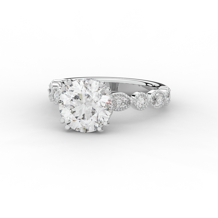 3.60CT.TW ROUND LAB DIAMOND SOLITAIRE ENGAGEMENT RING - Nazarelle