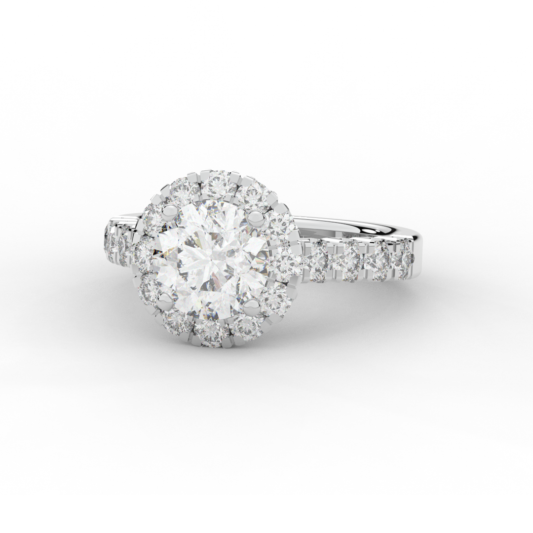 3.50CT.TW ROUND LAB DIAMOND HALO ENGAGEMENT RING - Nazarelle