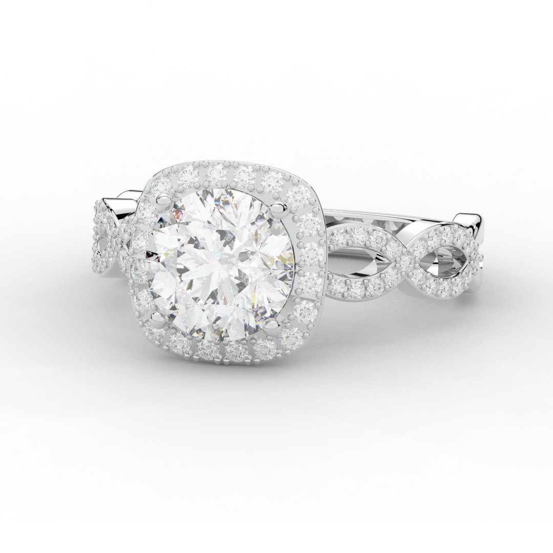 2.35CT.TW ROUND LAB DIAMOND HALO ENGAGEMENT RING - Nazarelle