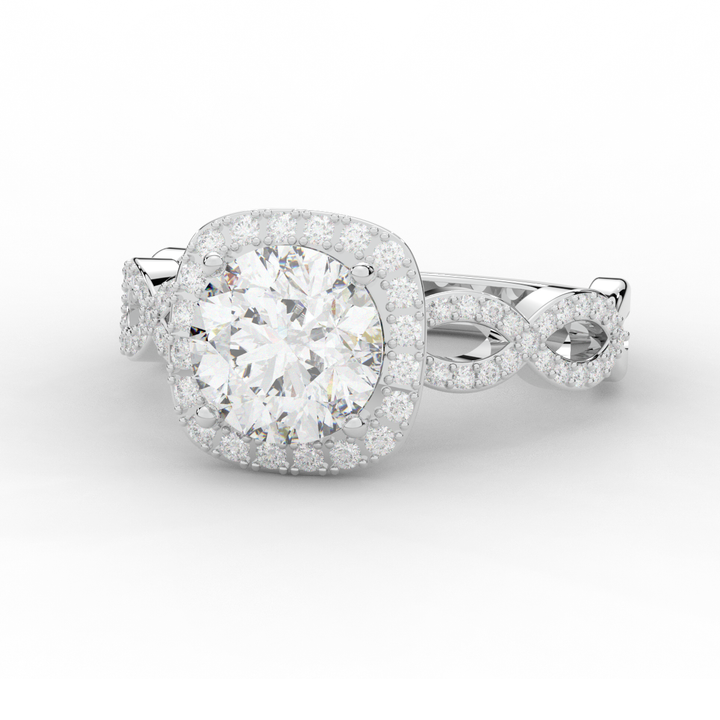 2.35CT.TW ROUND LAB DIAMOND HALO ENGAGEMENT RING - Nazarelle