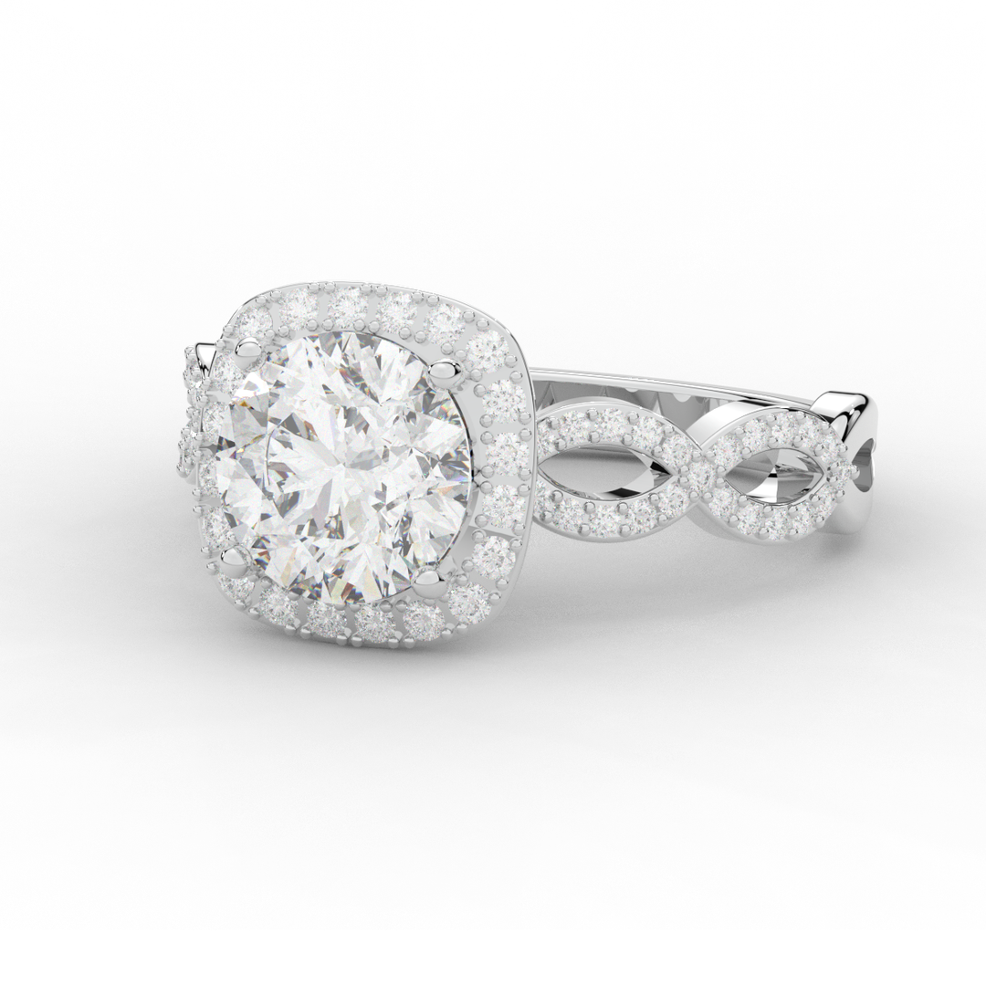 2.35CT.TW ROUND LAB DIAMOND HALO ENGAGEMENT RING - Nazarelle