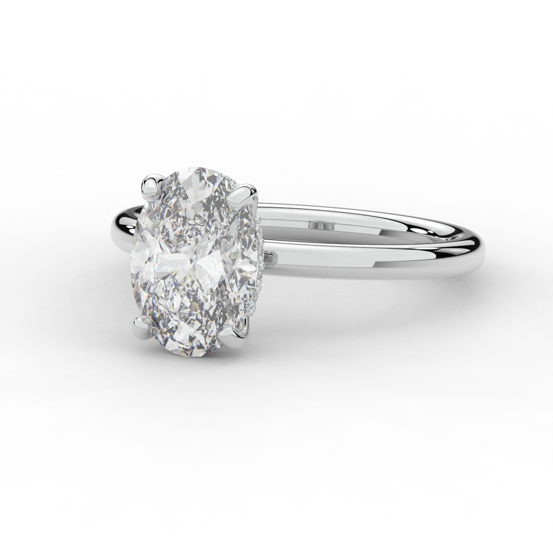 2.06CT.TW OVAL LAB DIAMOND UNDERHALO SOLIATIRE ENGAGEMENT RING - Nazarelle