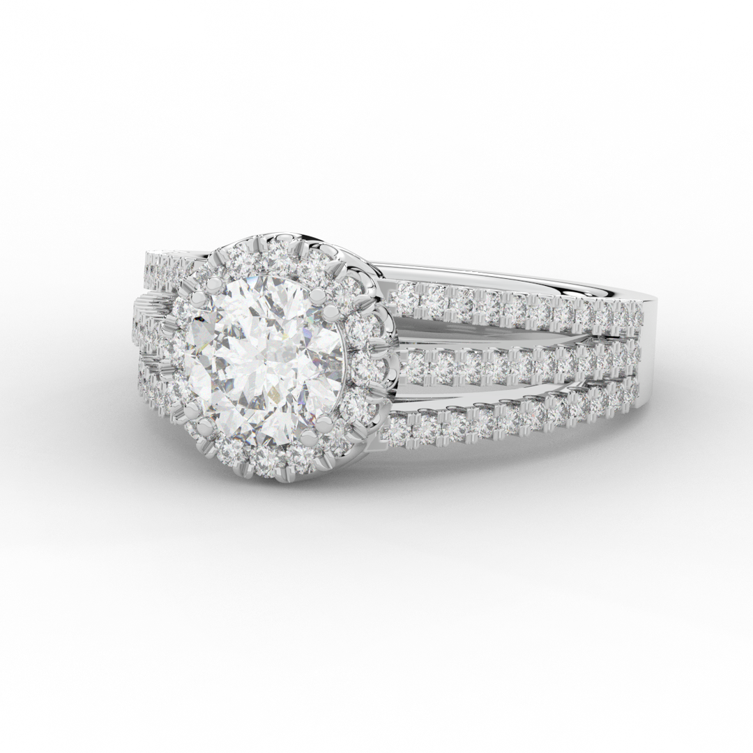 1.95CT.TW ROUND LAB DIAMOND HALO ENGAGEMENT RING - Nazarelle