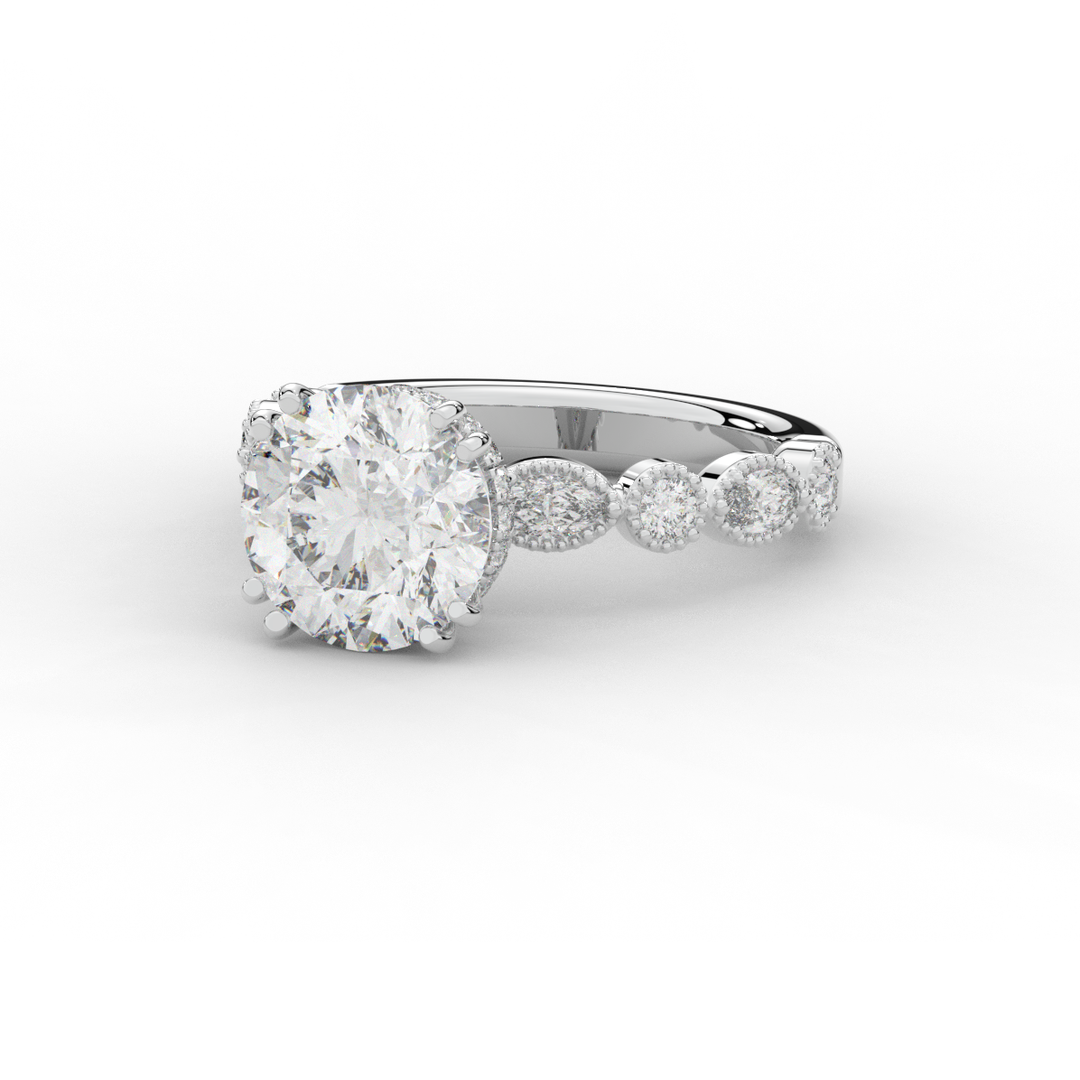 3.60CT.TW ROUND LAB DIAMOND SOLITAIRE ENGAGEMENT RING - Nazarelle