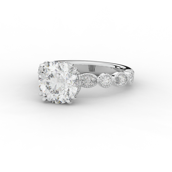 3.60CT.TW ROUND LAB DIAMOND SOLITAIRE ENGAGEMENT RING - Nazarelle