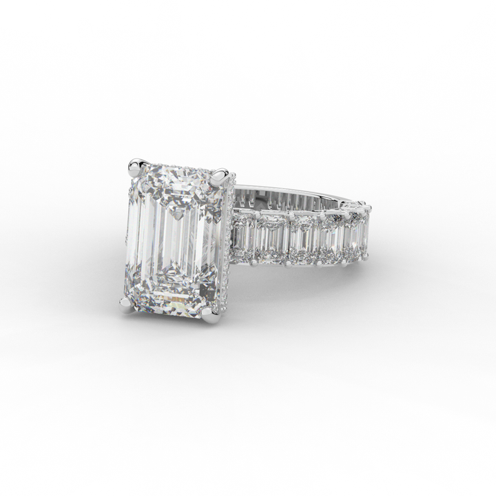 11.90CT.TW EMERALD CUT LAB DIAMOND SOLITAIRE ENGAGEMENT RING - Nazarelle