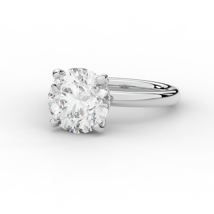 3.05CT.TW ROUND LAB DIAMOND UNDERHALO ENGAGEMENT RING - Nazarelle