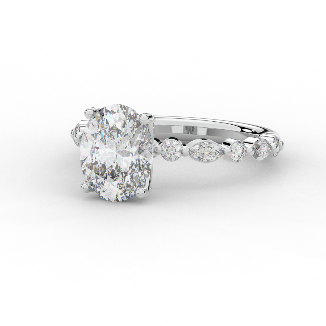 3.10CT.TW OVAL LAB DIAMOND SOLITAIRE ENGAGEMENT RING - Nazarelle