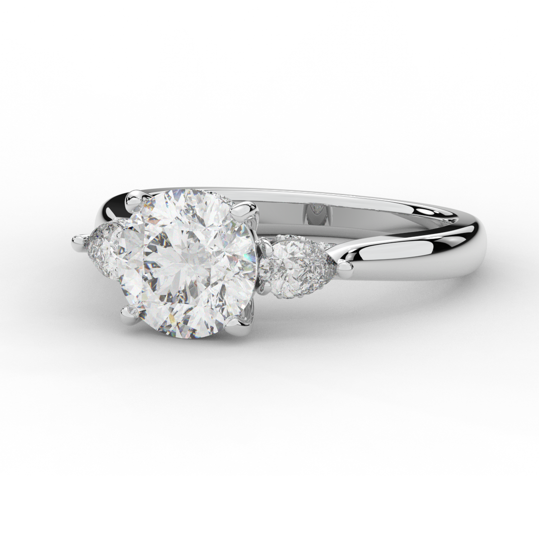 2.40CT.TW ROUND LAB DIAMOND 3 STONE ENGAGEMENT RING - Nazarelle