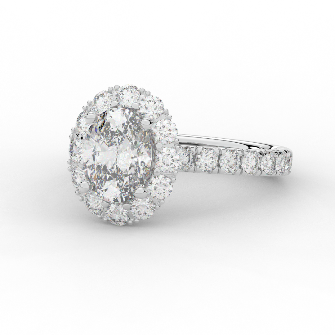 3.40CT.TW OVAL LAB DIAMOND HALO ENGAGEMENT RING - Nazarelle