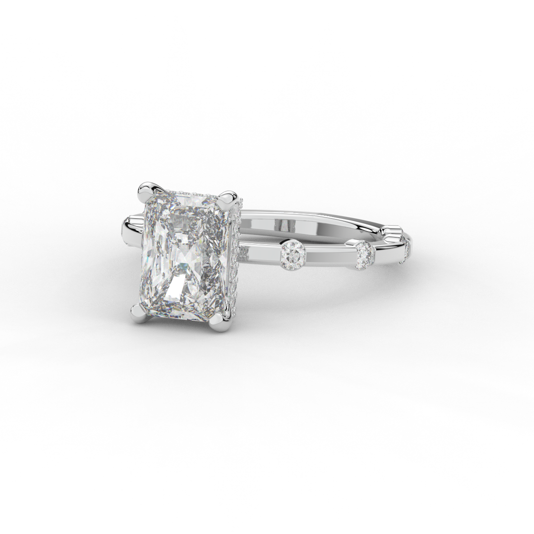 2.60CT.TW RADIANT LAB DIAMOND UNDERHALO SOLITAIRE ENGAGEMENT RING - Nazarelle