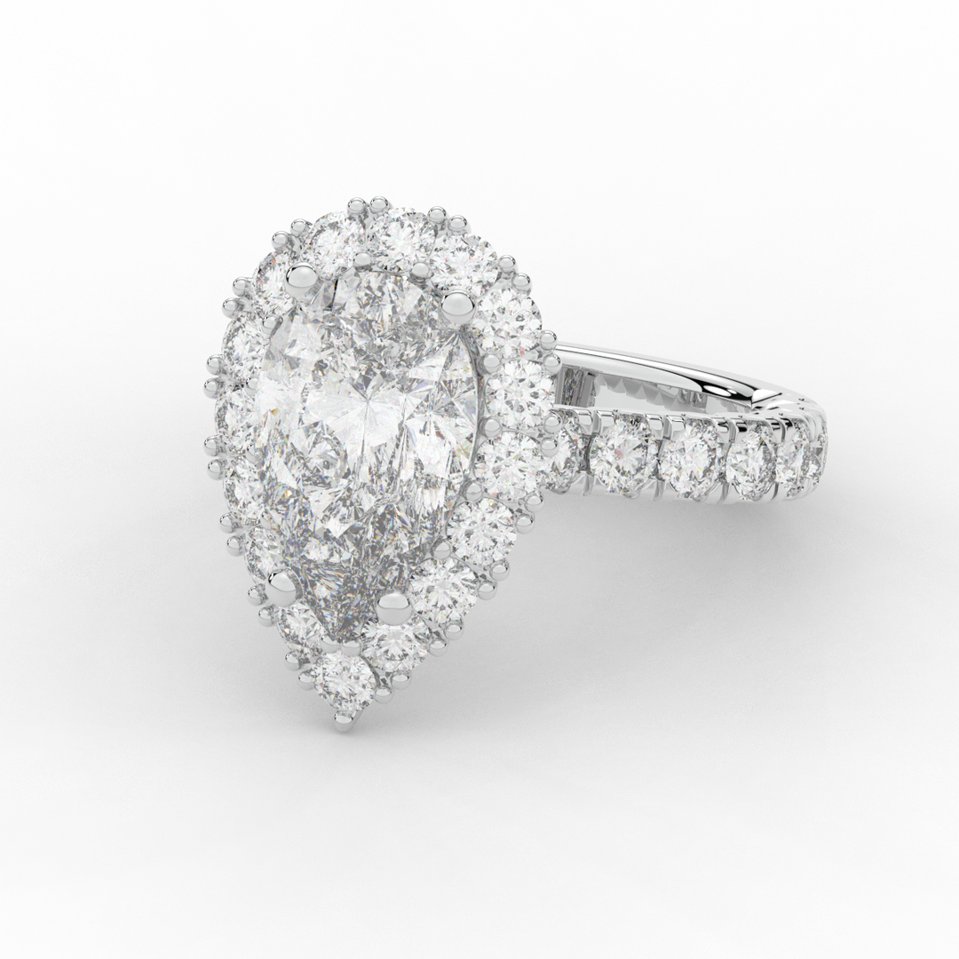 4.90CT.TW PEAR LAB DIAMOND HALO ENGAGEMENT RING - Nazarelle