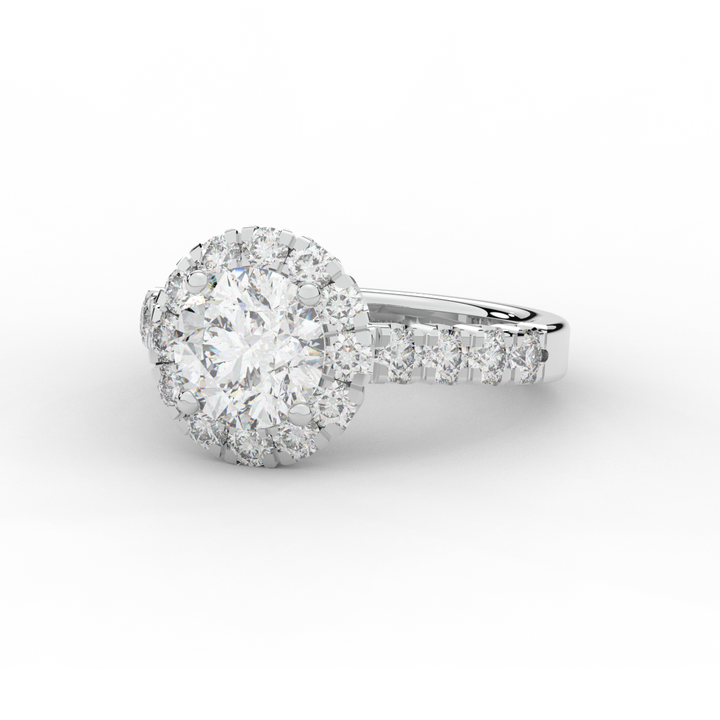 3.50CT.TW ROUND LAB DIAMOND HALO ENGAGEMENT RING - Nazarelle