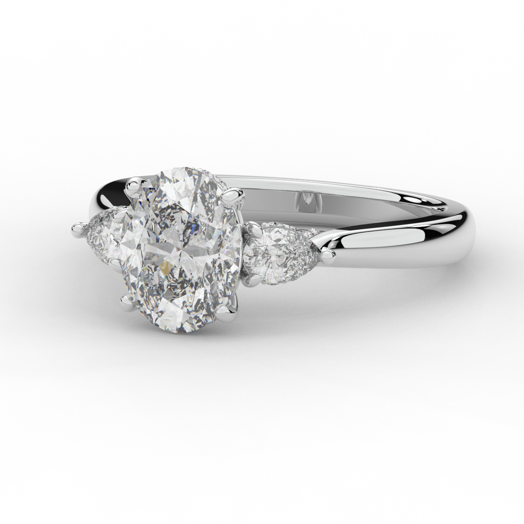 2.40CT.TW OVAL LAB DIAMOND 3 STONE ENGAGEMENT RING - Nazarelle