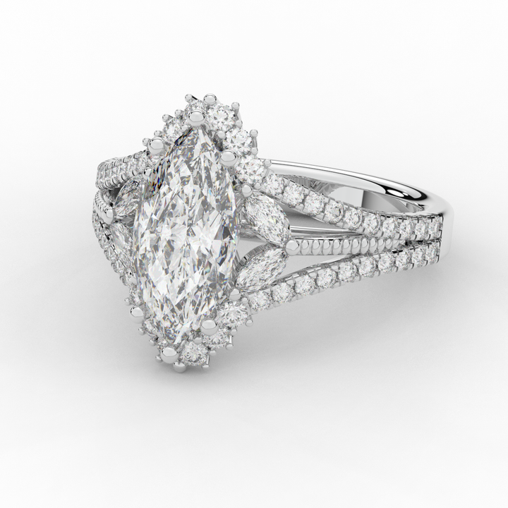 2.70CT.TW MARQUISE LAB DIAMOND HALO ENGAGEMENT RING - Nazarelle