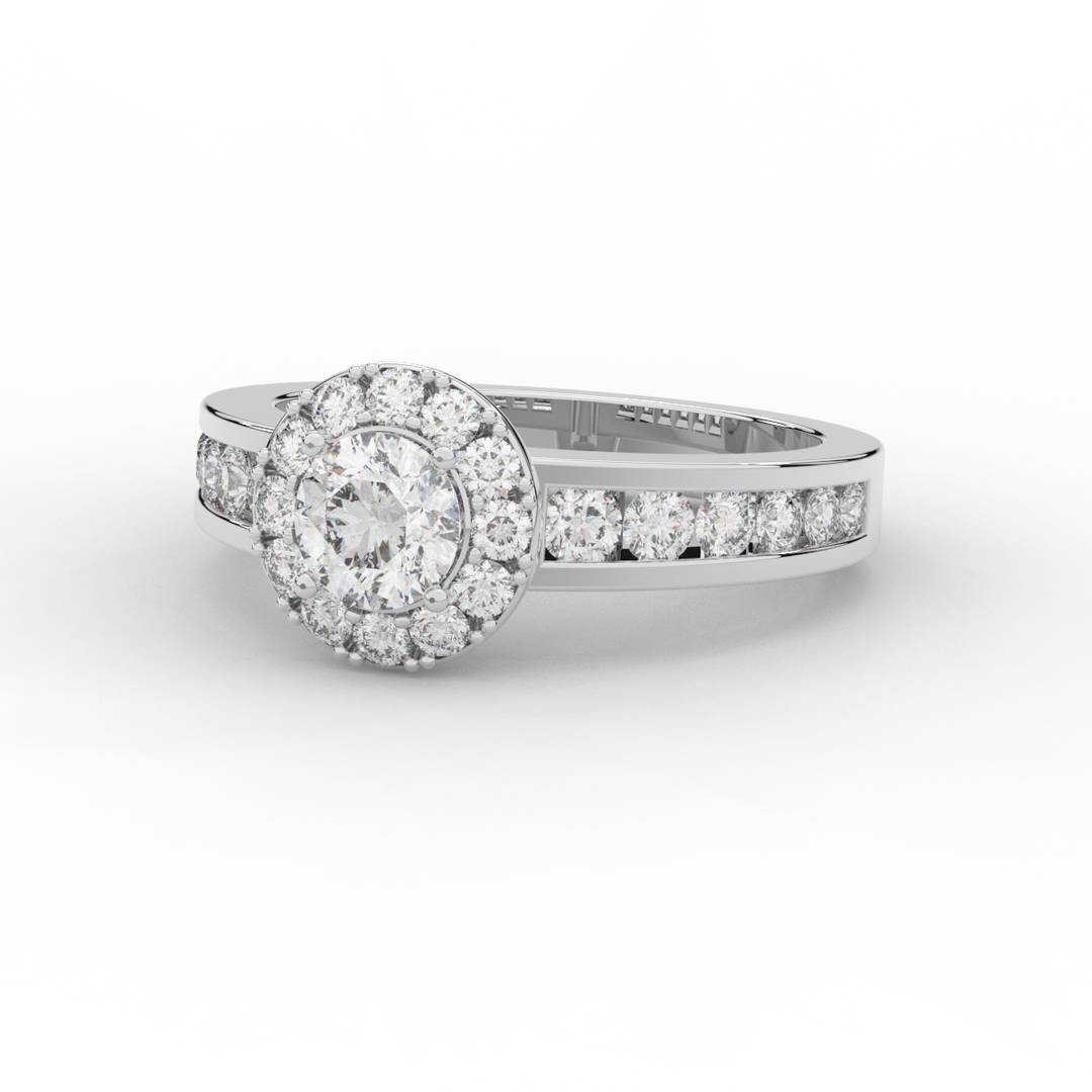 1.75CT.TW ROUND LAB DIAMOND HALO ENGAGEMENT RING - Nazarelle