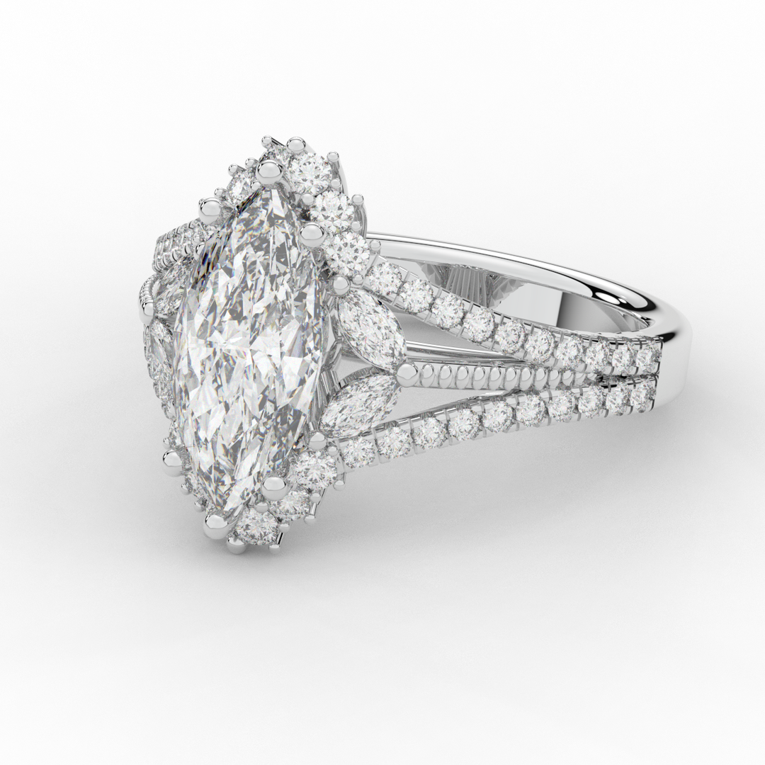 2.70CT.TW MARQUISE LAB DIAMOND HALO ENGAGEMENT RING - Nazarelle