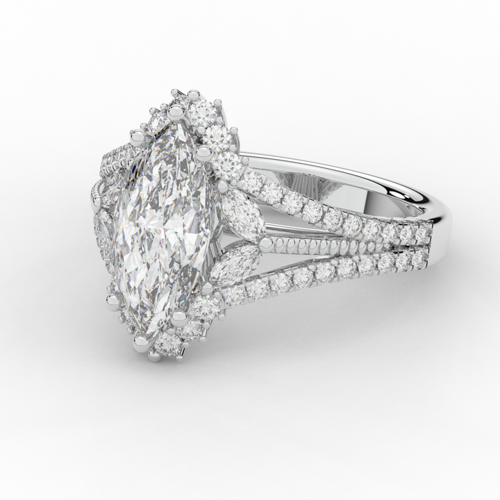 2.70CT.TW MARQUISE LAB DIAMOND HALO ENGAGEMENT RING - Nazarelle