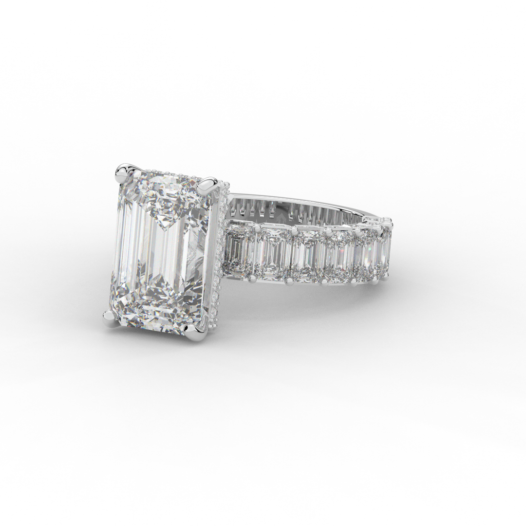 11.90CT.TW EMERALD CUT LAB DIAMOND SOLITAIRE ENGAGEMENT RING - Nazarelle